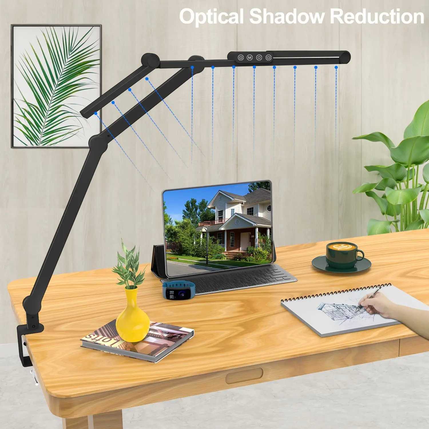 led Desk Lamp with Clamp 24W Ultra Bright Architect LED Table Lamp for Home Office with Atmosphere Lighting Automatic Dimming M251114