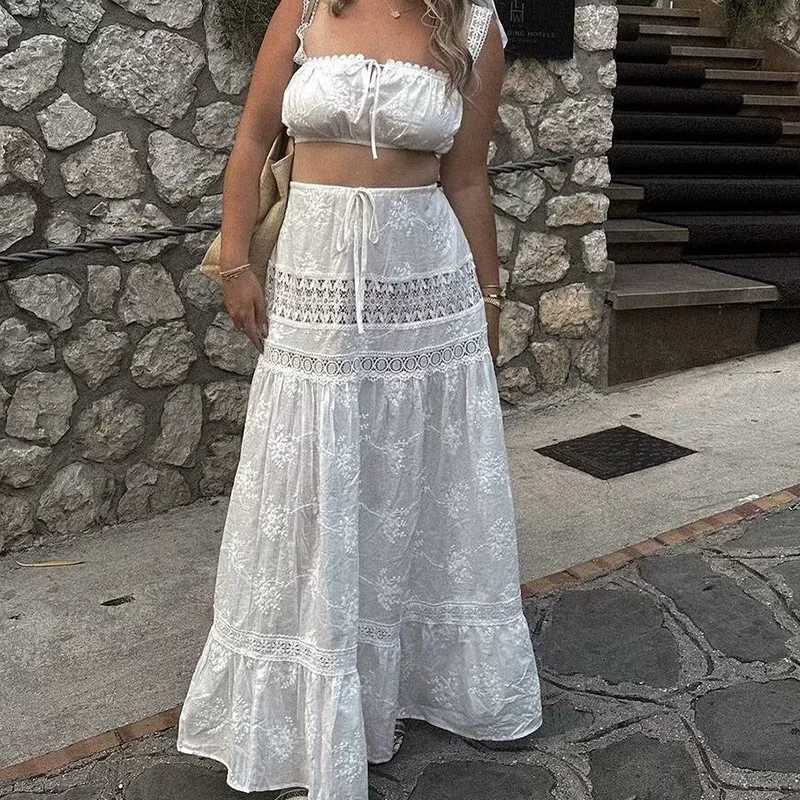 Lace cut top womens shoulder backless vest hollow long spring/summer 2025 topXJ250414