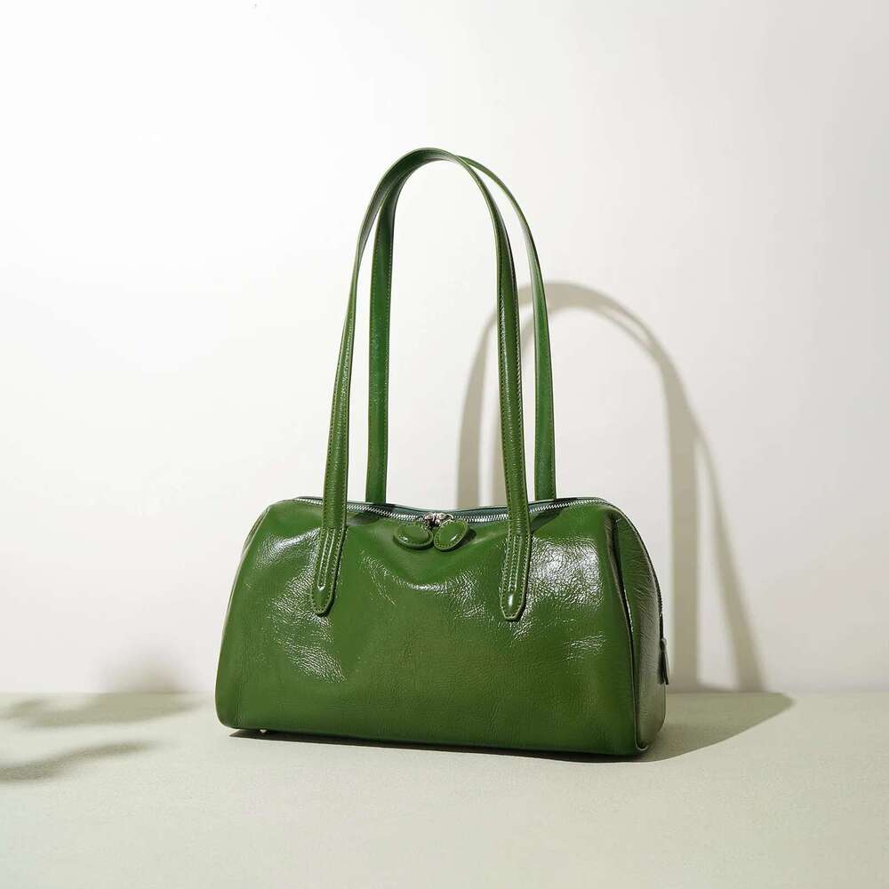 Designer Bag 2024 New 100% Genuine Leather Women's Underarm Cowhide Boston Handbags Designer Female Large Shoulder Bag Bury