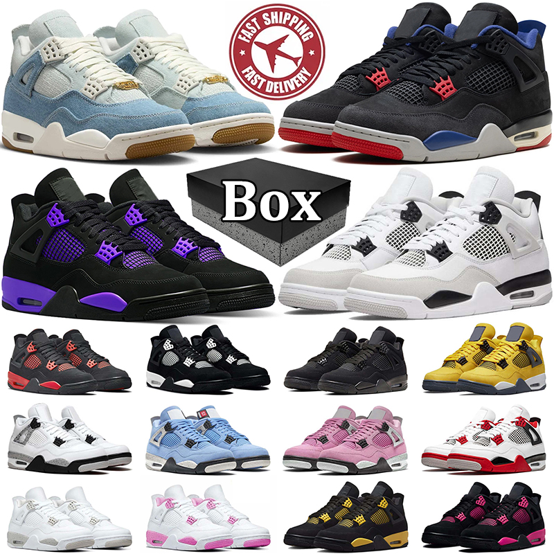Designer shoes 4 Basketball Shoes for j4 Men Women 4s Military Black Cat Purple White Thunder Seafoam Bred Orchid Outdoor Sports Mens Trainers Sneakers