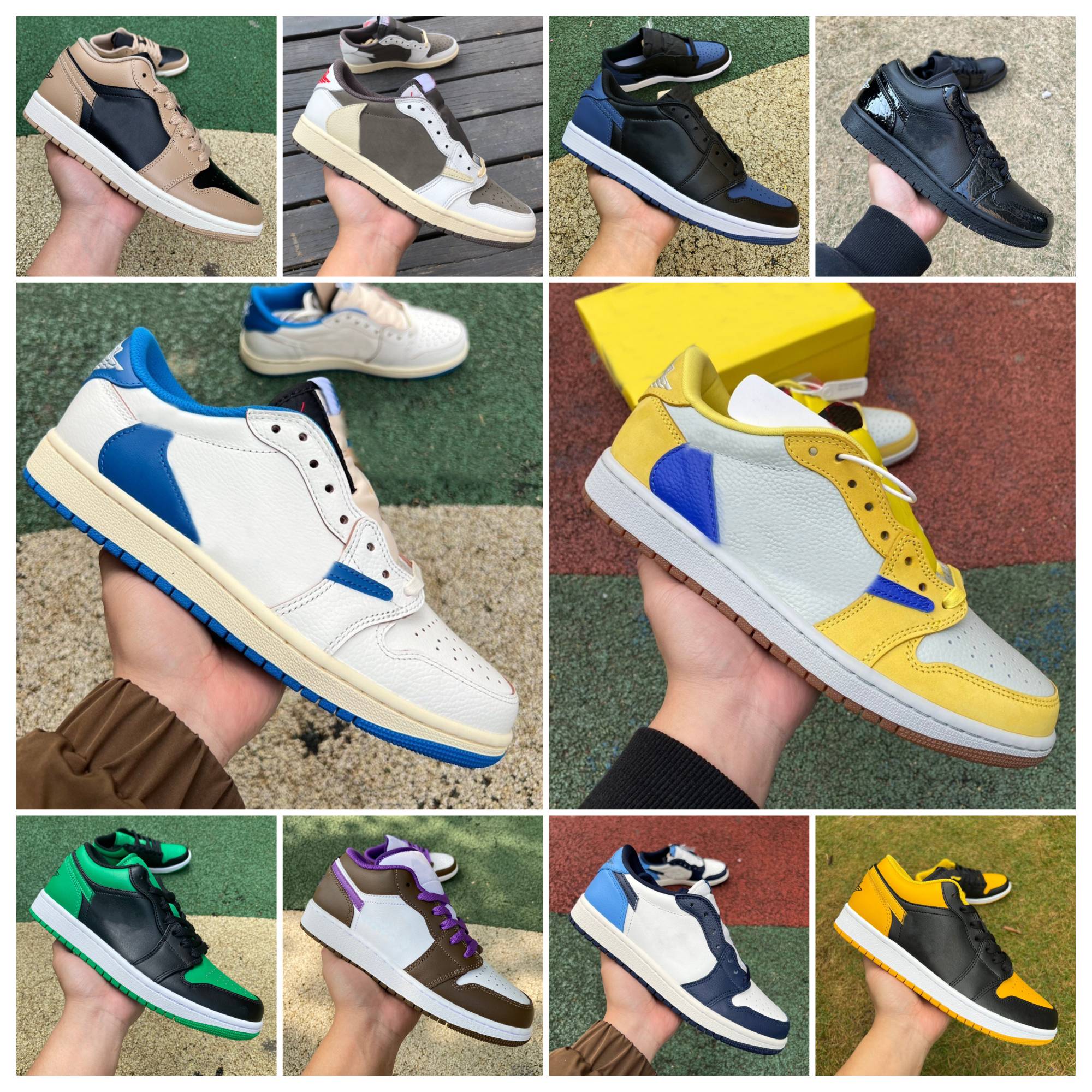 J1 1 Jump Mans Basketball Low Shoes Reverse Mocha Canary Neutral Olive Black Fragment Wolf Grey Green Yellow UNC Triple White Red Fuchsia Brown Women Men Sneaker