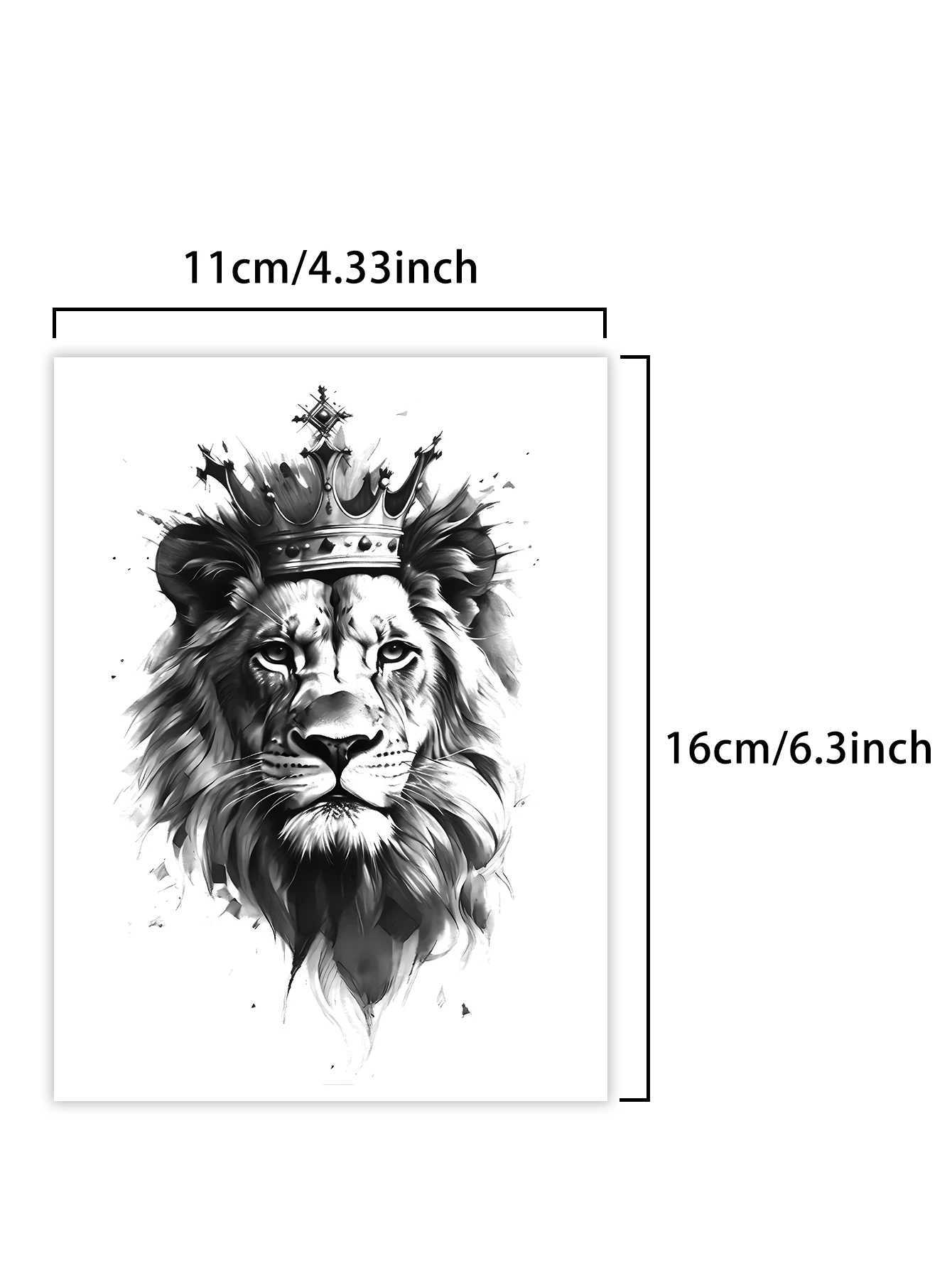 Crown and lion waterproof temporary tattoo stickers lasting 1-2 weeks real semi permanent fake tattoosXJ25414