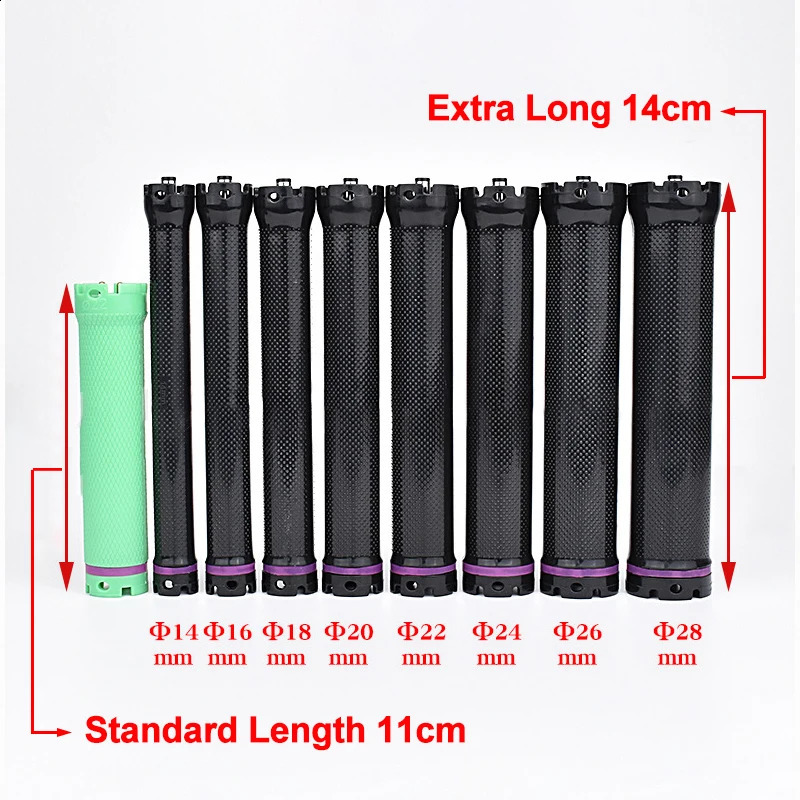 10pcs/set 24V Long Single Hole Electric Heated Hair Rollers Digital Perm Rods Sticks Sponge Clips Rubberbands 14cm 1818 250603