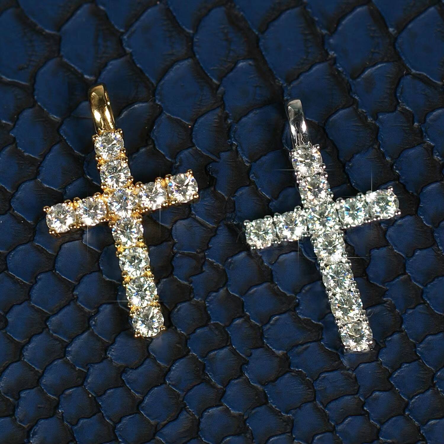 925 Silver Moissanite Cross Pendant Necklace 3mm 4mm 5mm Link Hip Hop Style for Men and Women