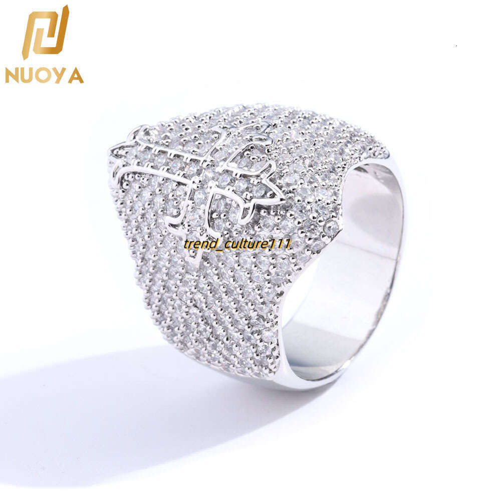 Hip hop Moissanite cross ring, trendy accessory, high-end men's ring