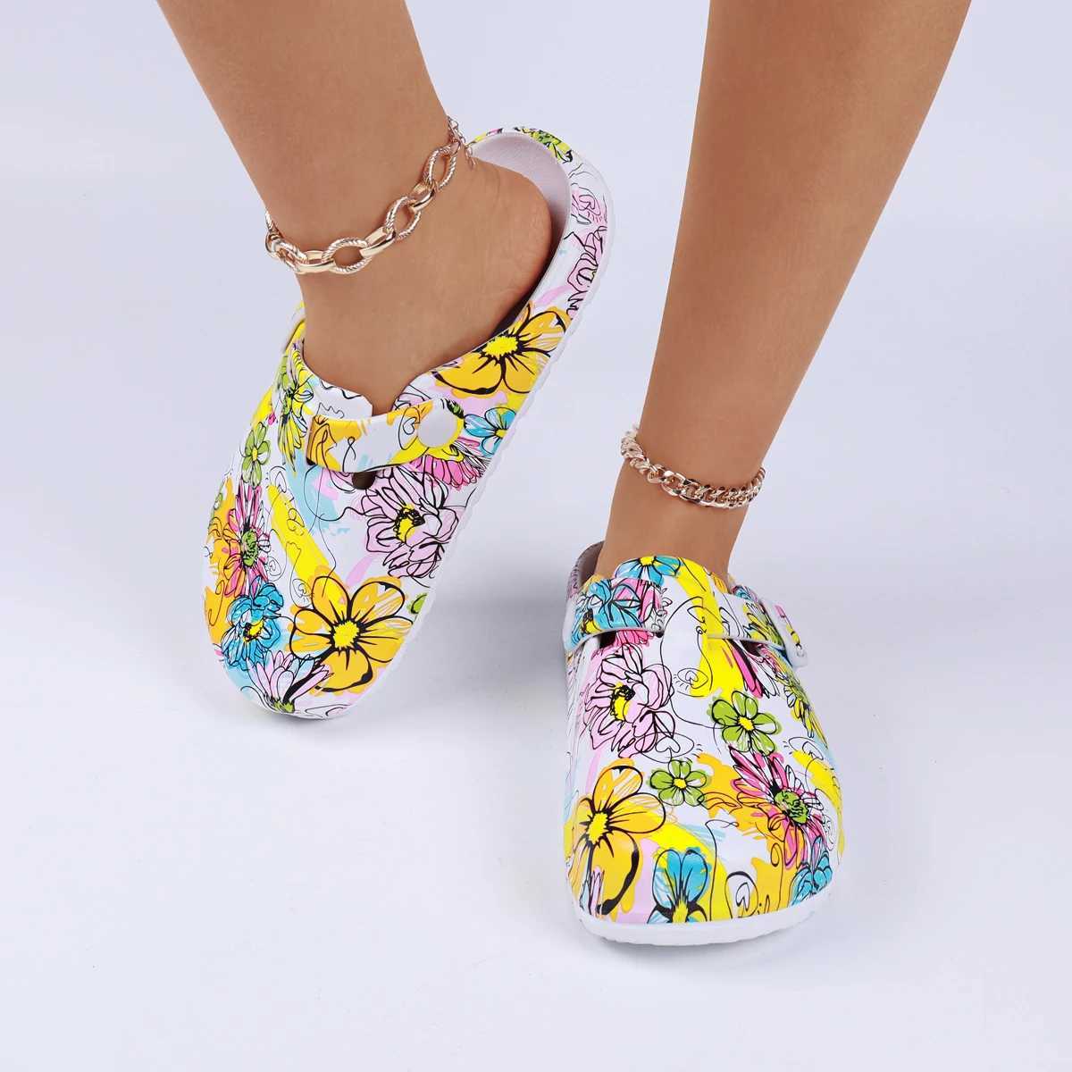 Womens energetic tie dye Clogs comfortable and lightweight EVA slider breathable womens slider all day wearing outdoor activities W250414