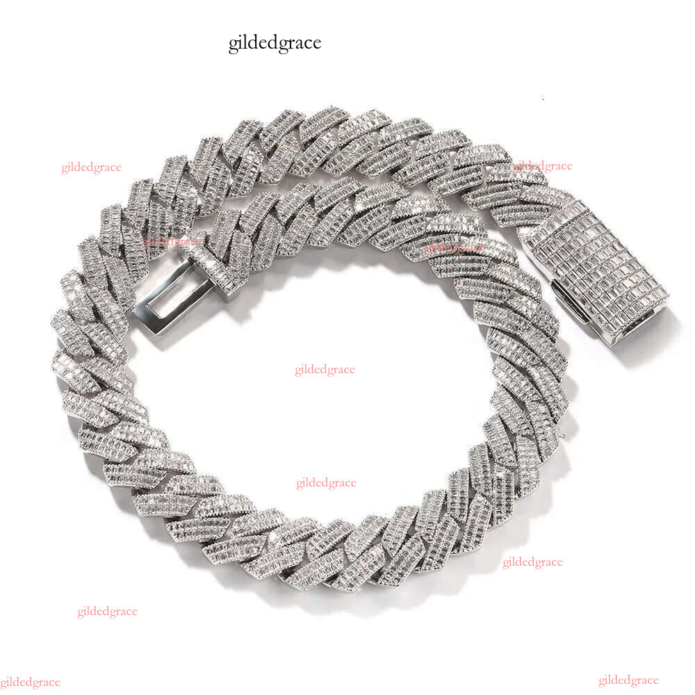 Pass Dia Tester Gra Certificates 6mm 8mm Width One Row Sterg Sier Vvs Moissanite Cuban k Chain Necklace NO2