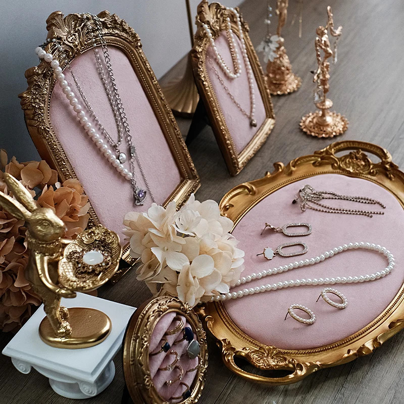 Pink Vintage Po Frame Jewelry Display Stand - Necklace Ring Earring Holder Boutique Display Pography Prop 251113