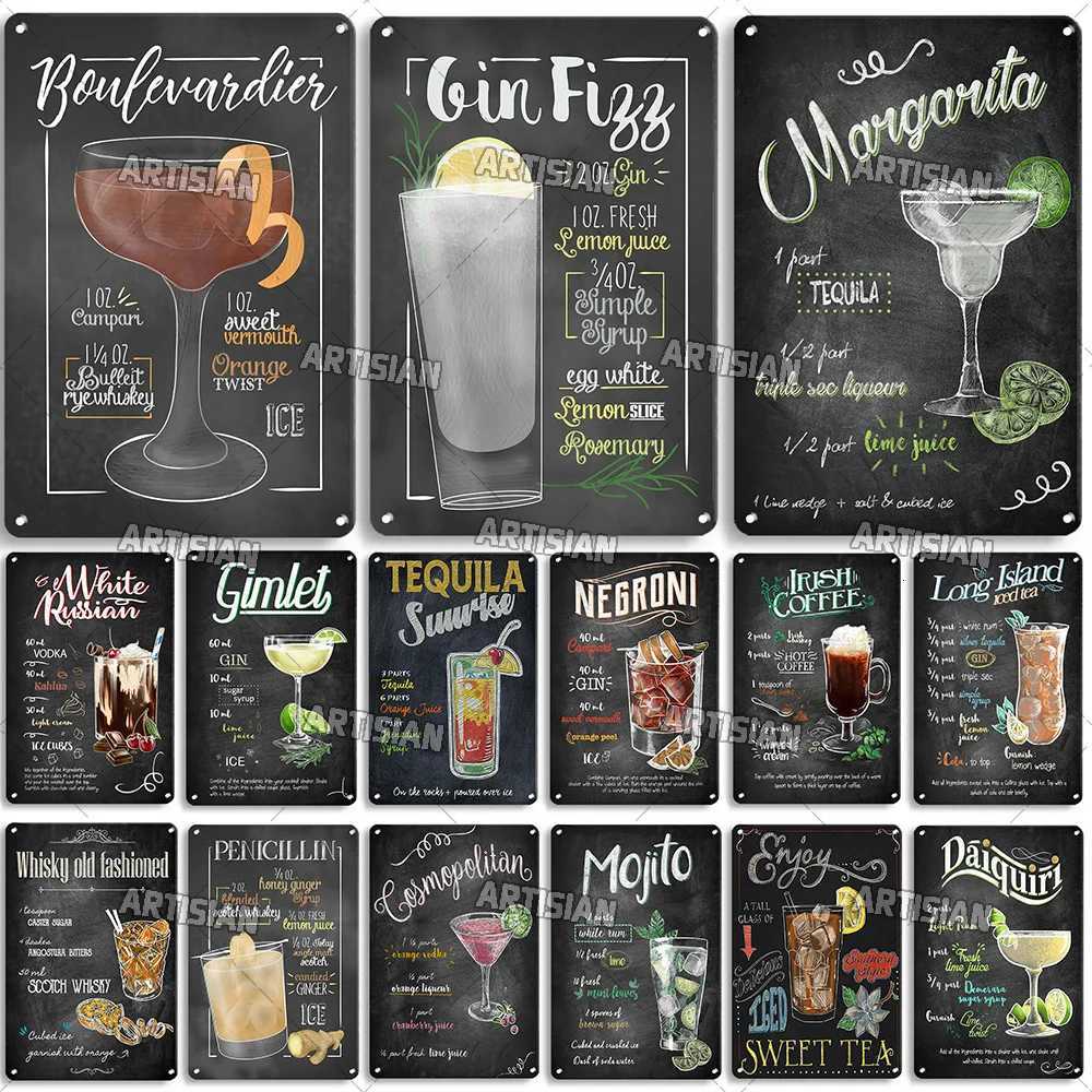 Cocktail Metal Tin Sign Rusty Metal Plate Vintage Metal Poster Decorative Plate Home Bar Garage Metal Plaque Industrial DecorM251114