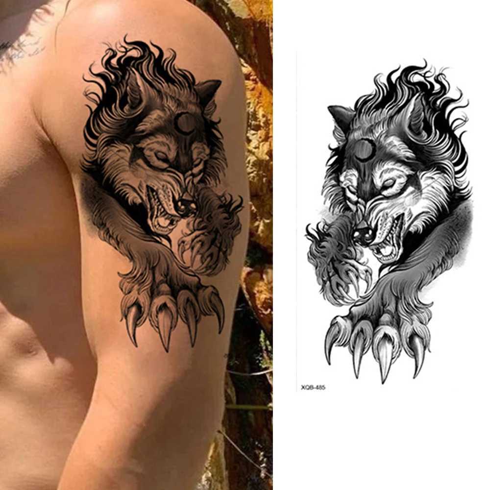Waterproof temporary tattoo sticker forest lion bear flash male wolf crown flower body art arm fake female tattooXJ25414