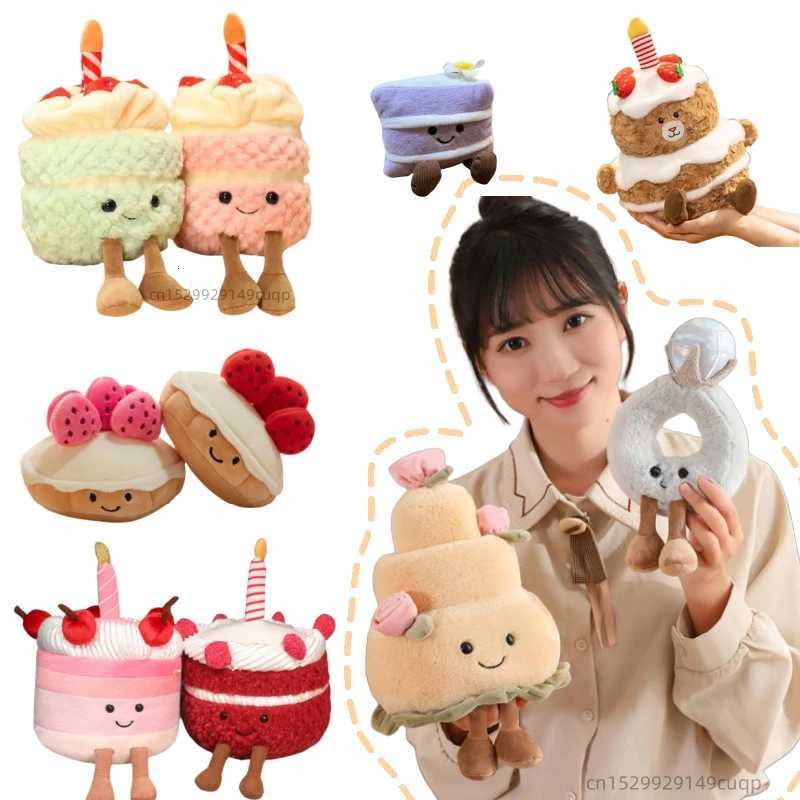 Kawaii Cartoon Hot Cake Plush Doll High Quality Soft Stuffed Fruit Strawberry Wedding Cake Simulation Food Plush Toy Home Decor Y251114