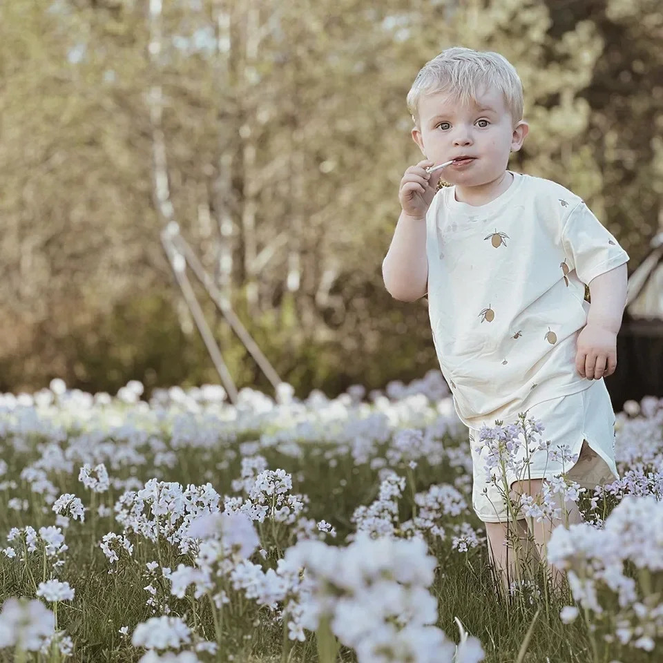 Summer KS Baby Boys Printed Short Sleeve T Shirts Shorts Sets Kids Cotton Clothes Toddler Girl Princess T-shirts Homewear Suits 250411