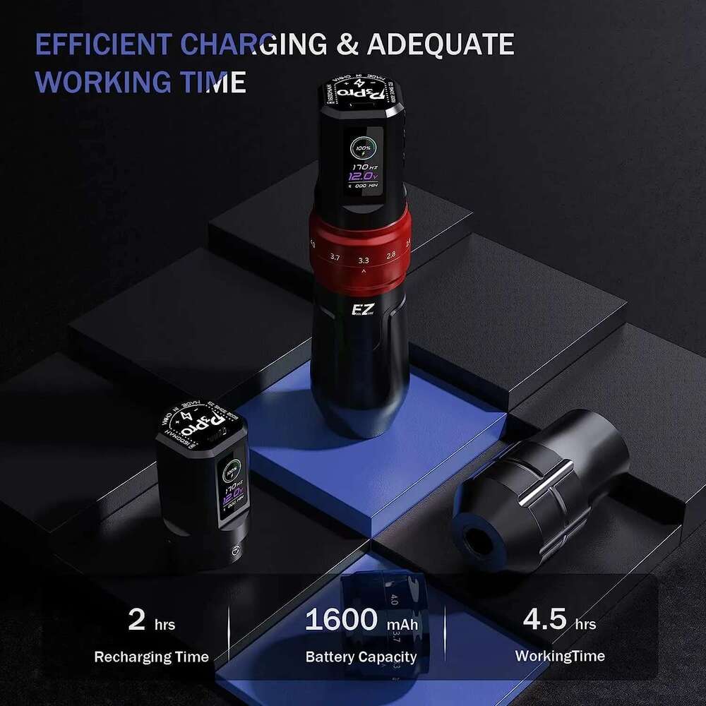 EZ P3 Pro Kit Wireless Battery Hine Adjustable Stroke Length Rotary Tattoo Pen OLED Digital Display Portable Power