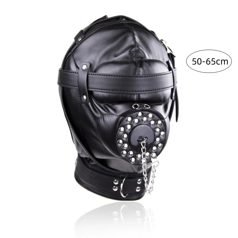 Black Fetish Cosplay Leather PU Full Face Mask Hood Punk Style Patent Leather Mask for Woman Man Halloween Party Mysterious Mask 250410