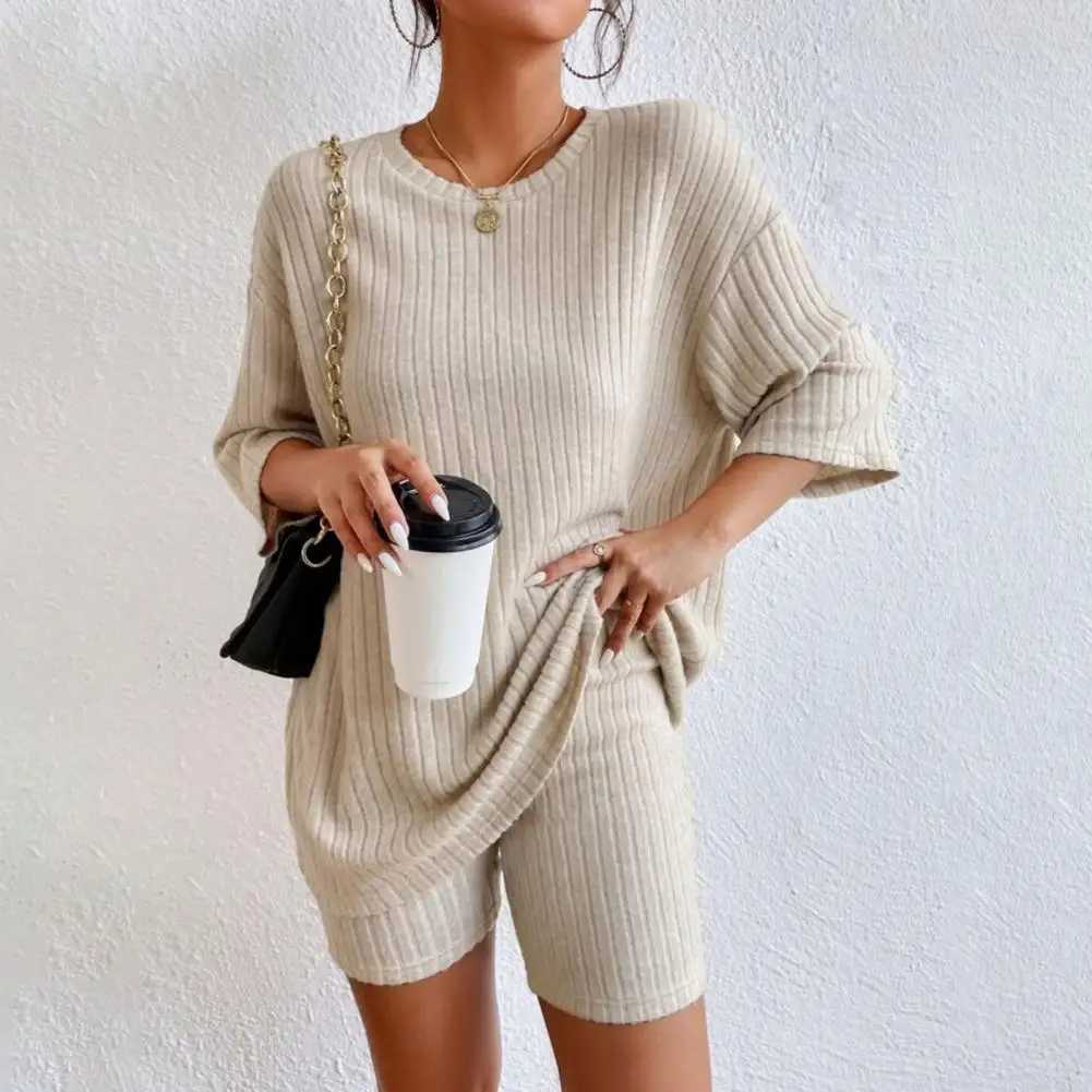 2-piece/set summer womens top shorts set American O-neck shorts Sves top waist shorts set yoga set womens dressXJ250414