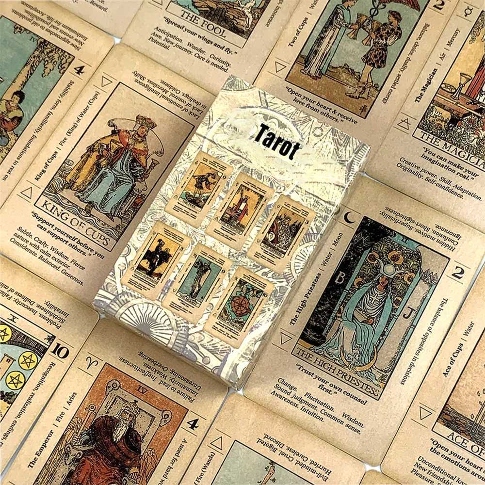 Hot-selling Tarot Cards A 78pcs Cards Fortune Telling Divination Board Game Keyword Antiqued Deck Holiday Games Christmas Gifts C251114