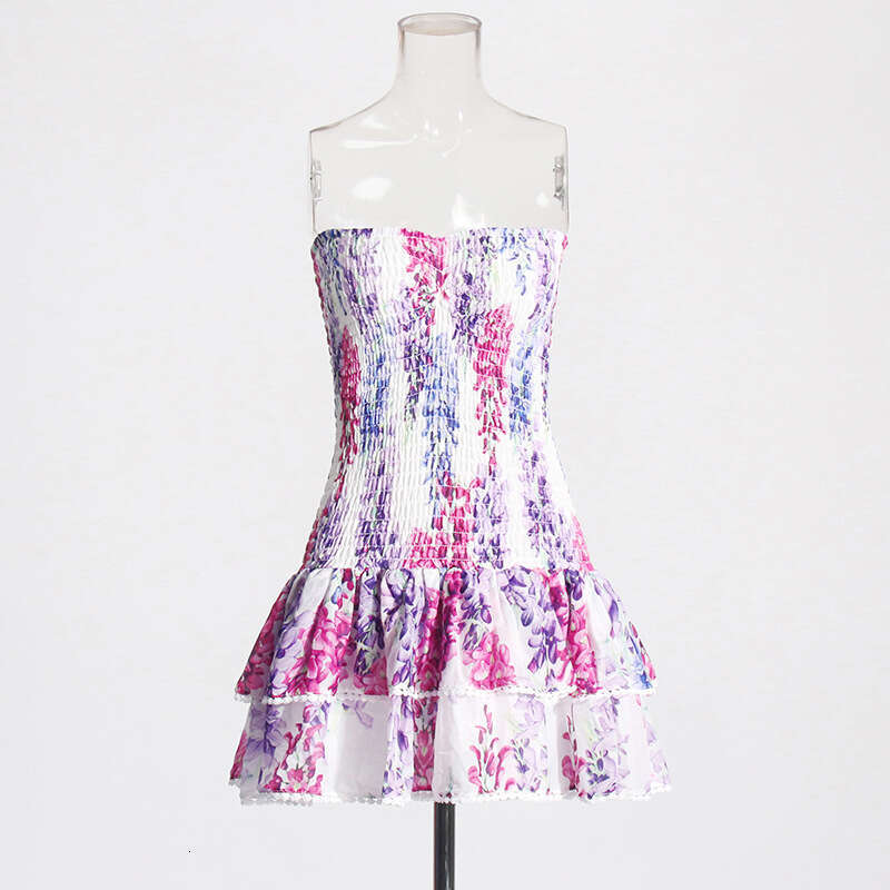 Designer Trendy High-End Slimming Strapless Skirt for Spring Summer 2025 Fashionable Print Design