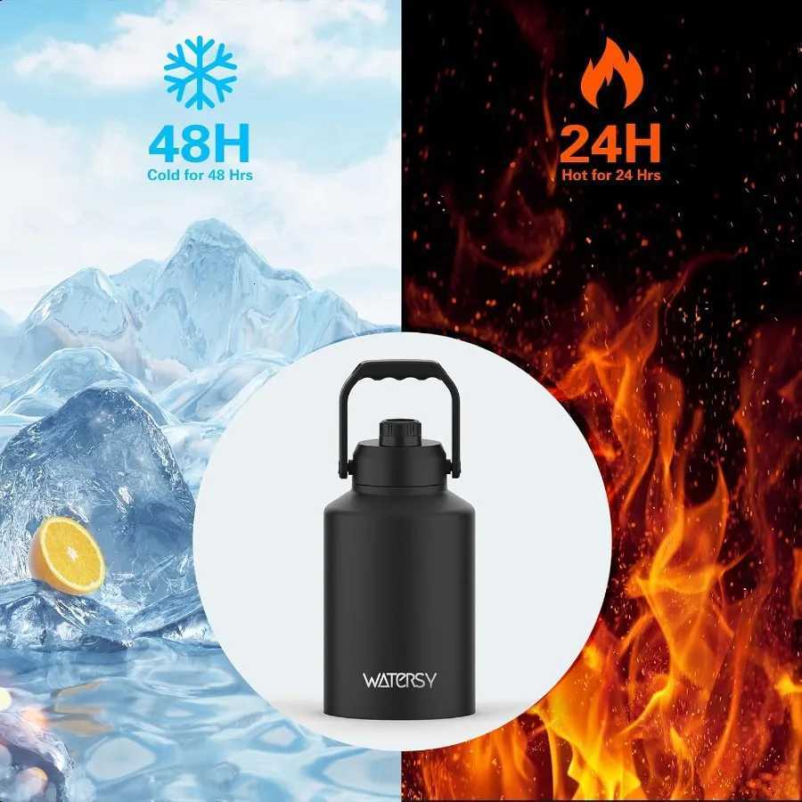 Gallon Water Bottle Insulated Cold for 48 Hrs BPA FreeLeak Proof 128oz Stainl Steel Water Jug Big thermo Large Water Bottle C251114