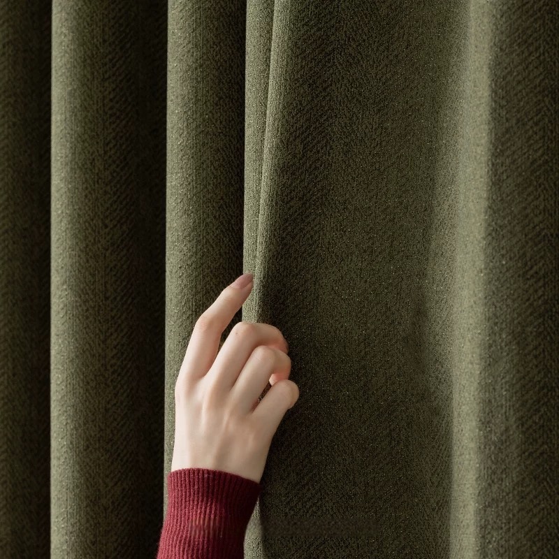 A761 new antique style cotton and linen Maillard silent blackout curtains finished product living room bedroom high-end Curtain