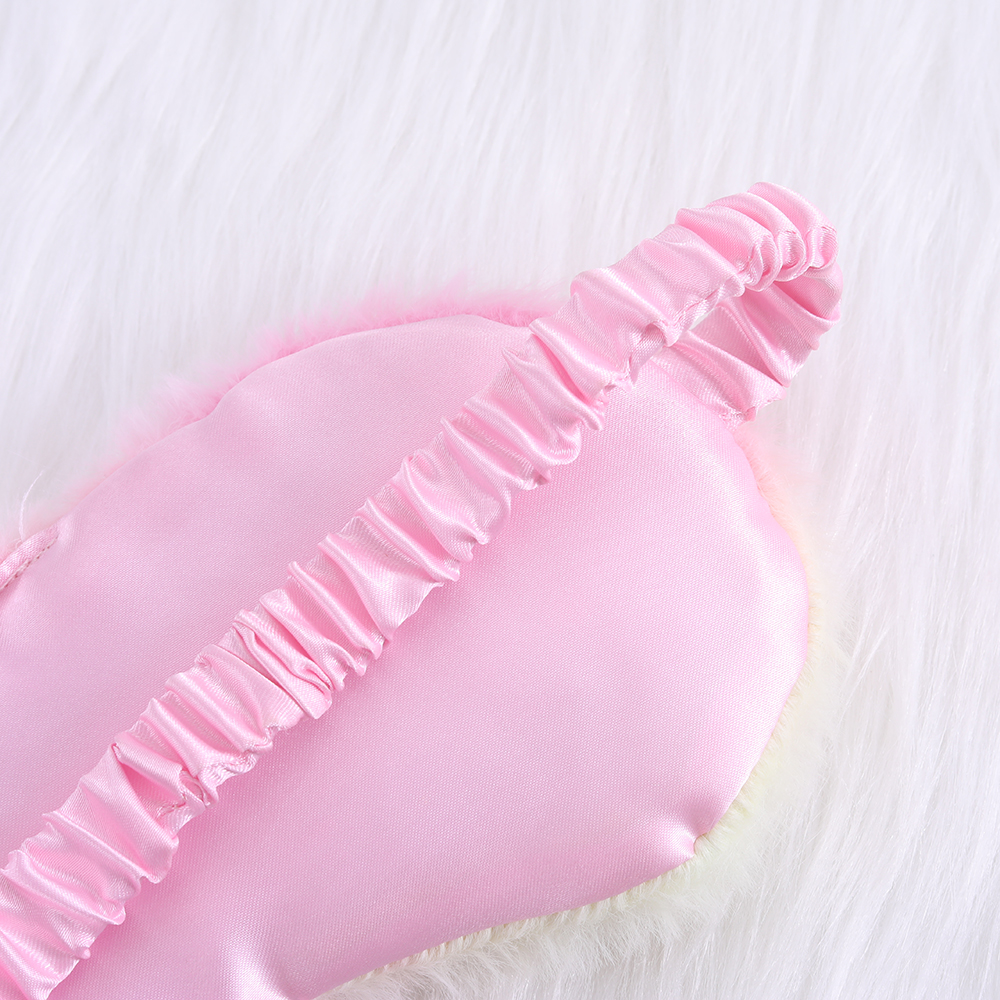 Colorful little rabbit plush sleep eye mask with rainbow print, cute cartoon eye mask in stock.