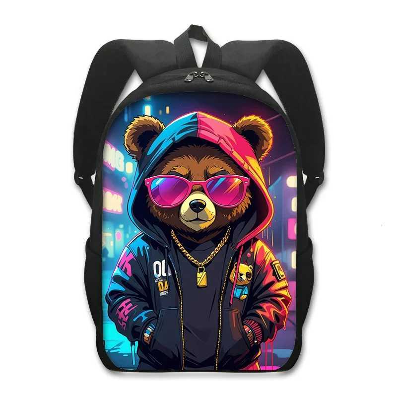 Kawaii Graffiti Bear Backpack Women Men Casual Rucksack Student School Bags for Teenager Daypack Hip Hop Travel Bags BookbagW251113