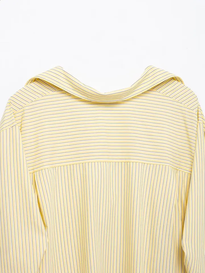 TRAFZA Women Casual Loose Shirt Butter Yellow Shirts 2025 Spring Summer Holidays High Street Shirts Versatile Shirt 250411