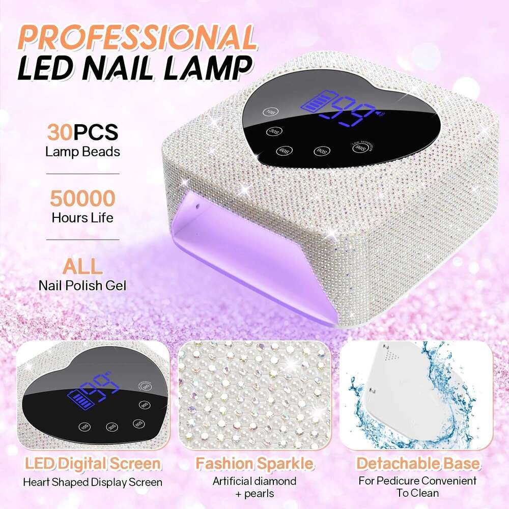 Cordless 30Leds 72W Professional LED Nail Lamp With Touch Display UV Light For Gel Nails Built-In 5-Timer Modes