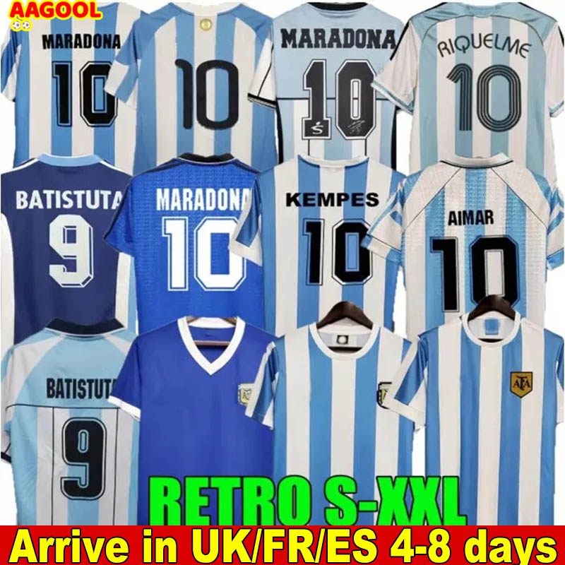 Argentinas Retro Soccer jersey Football Shirt vintage Maradona 1978 1986 1996 1998 2000 2001 2006 2010 MESSI Kempes Batistuta Riquelme HIGUAIN KUN AGUERO AIMAR