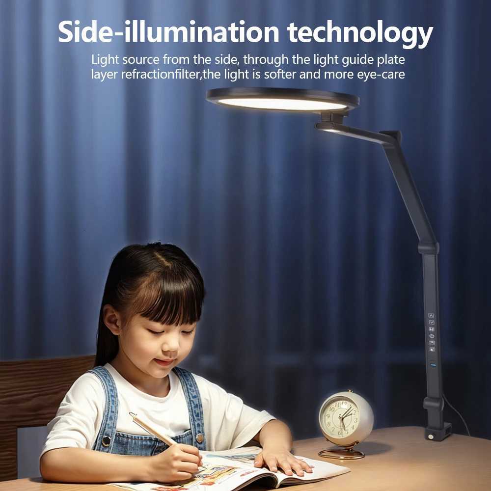 LED Full-spectrum Eye-caring Reading Desk Lamp 4-Axis Rotation Folding 5 Color Temperatures 5 Level Dimming Touch Control Lamp M251114