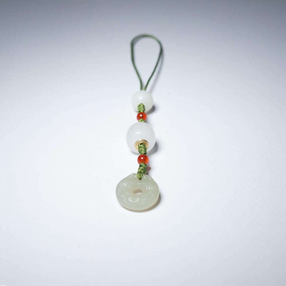 Dunhuang Misty River Agate Hetian Jade Bodhi Necklace Natural Stone Pendant for Peace and Protection Adjustable Cord