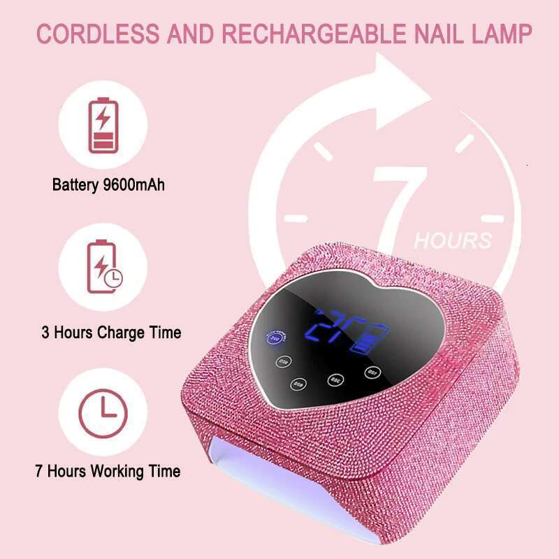 Rhie Lamp 72W Cordless Rechargeable Dryer Lampara De Unas Gel Nail Polish UV Light With Touch Screen Control