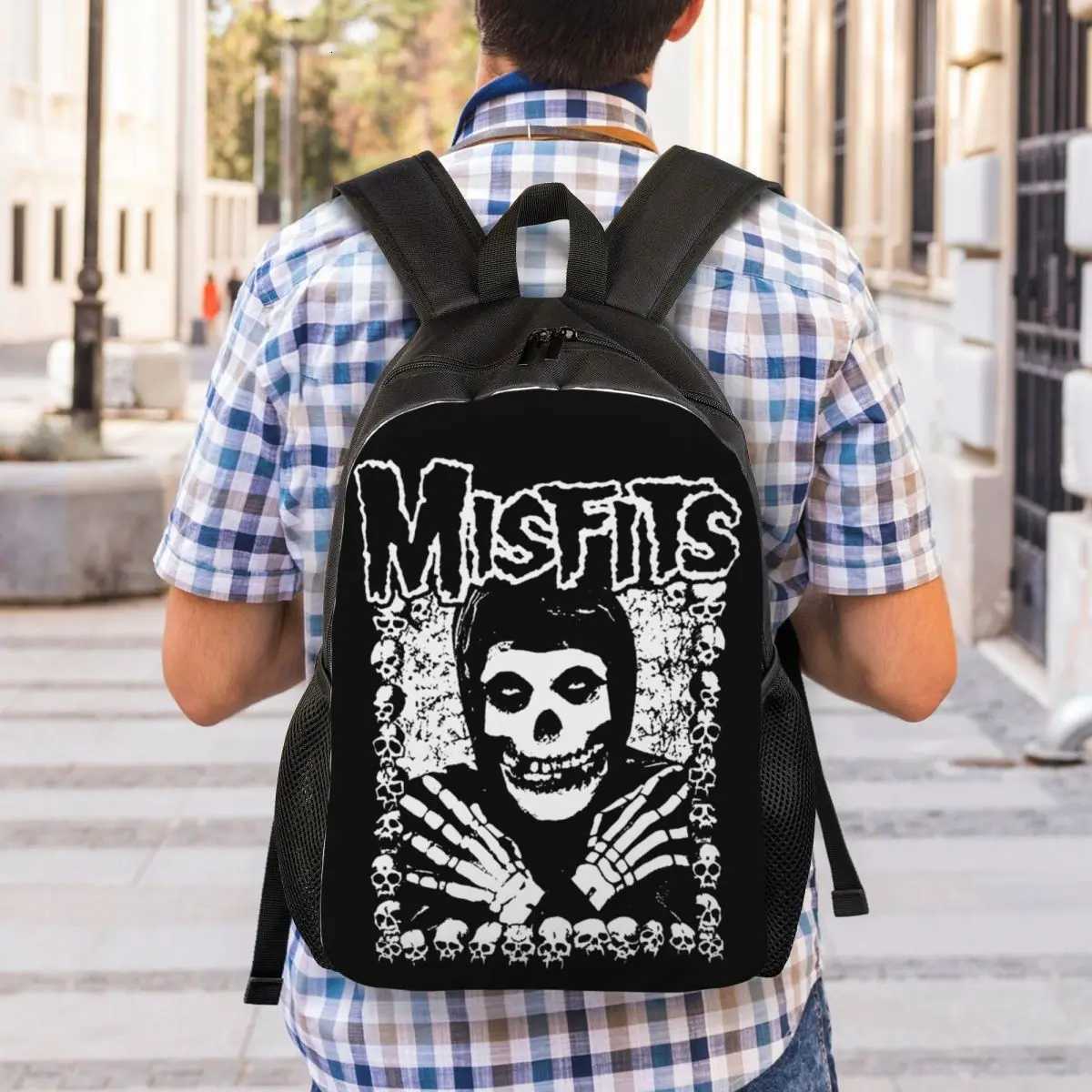 Custom Misfits Rock Punk Skull Laptop Backpack Women Men Fashion Bookbag for College School Students BagsW251113