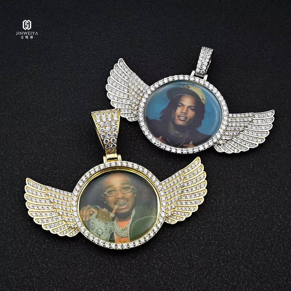Custom Memory Photo Frame Medallions NecklacePendant in Silver With Tennis Chain Hip Hop Jewelry Personalized Cubic Zircon Gift