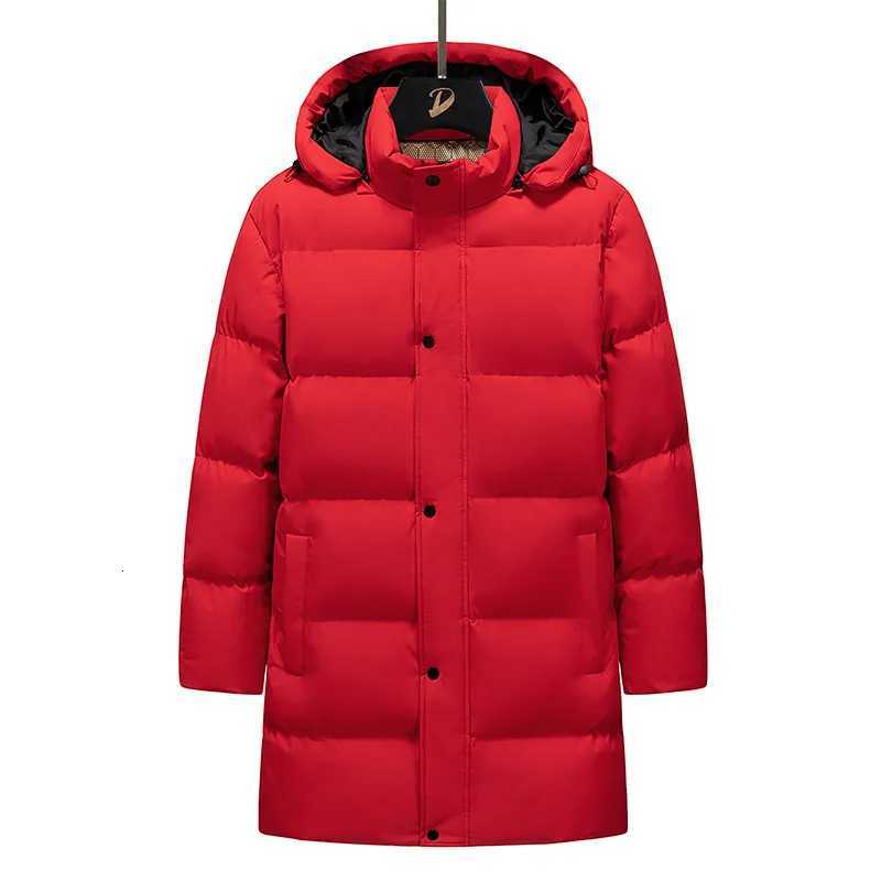 MenS Heavyweight Winter Coat Windproof Cold Weather Jacket with Full-Length 2028 Hooded Long Formality Large Front PocketsT251114