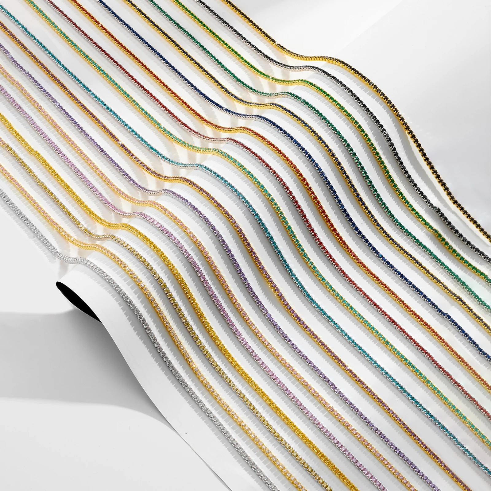 ANDYWEN 925 Sterling Silver Tennis Zircon Charm Long Chain Choker Necklace Rock Punk Fashion Fine Jewelry Gift Wedding Party 250407