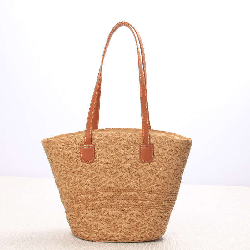 Handmade Beach Bag Ladies' Seaside French Beach Straw Woven Commuting High End Sense Large Capacity Tote Bag Women Kq2