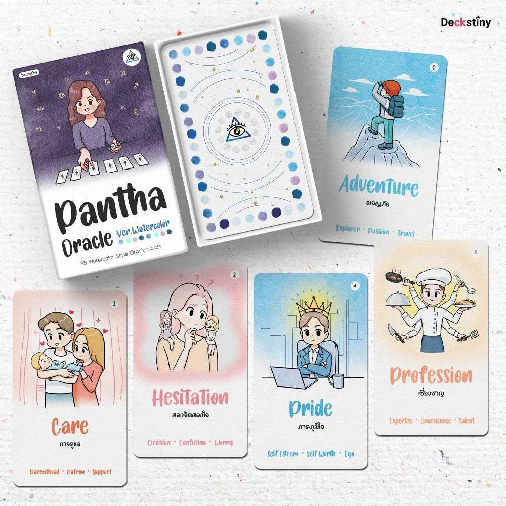 85 Pcs Oracle Cards Pantha Oracle Watercolor Version 6 X 96cm 236 X 378 Glitter 3D Blue Gilded Edge C251114