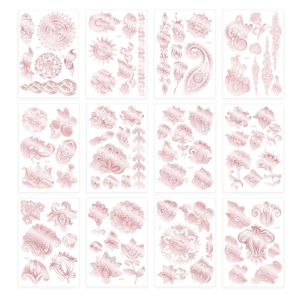 1P metal foil rose gold temporary tattoo sticker art lace bride Mandala water transfer tattoo sticker fake tattoo stickerXJ25414