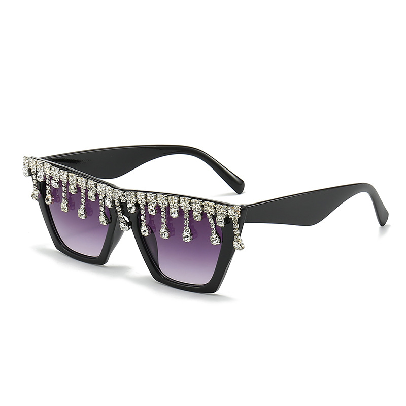 Large Frame Diamond Set Fashion Versatile Party Sunglasses