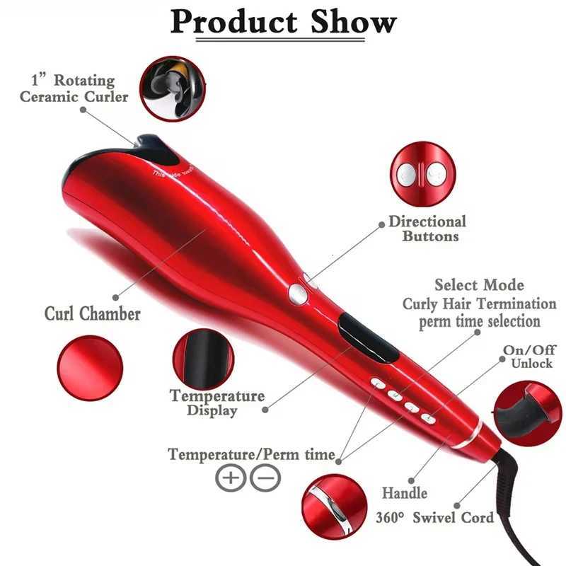 Professional Automatic Rotating Hair Curler with LCD Display Electric Power Source Adjustable Time Setting Hair Curling IronT251114