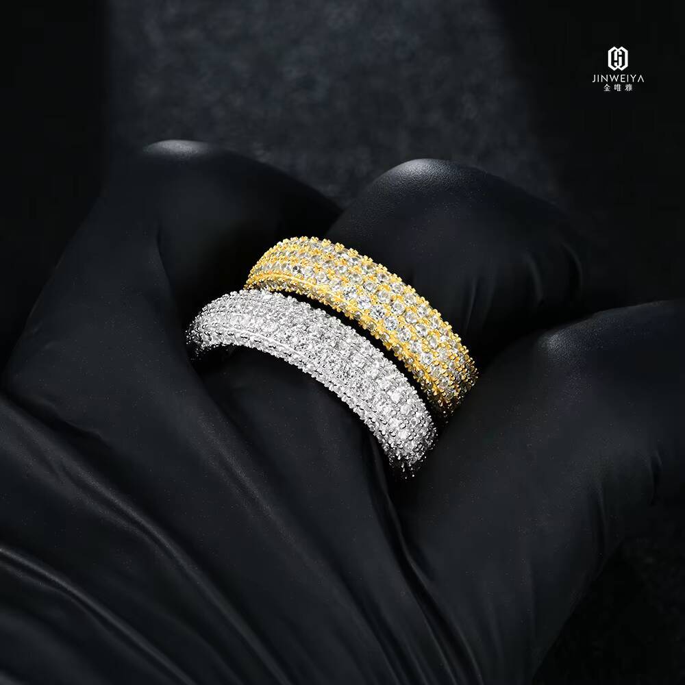 High-quality Wedding and Engagement Hip-hop Jewelry Zircon 925 Sterling Silver Rings Couple Rings for Men and Women