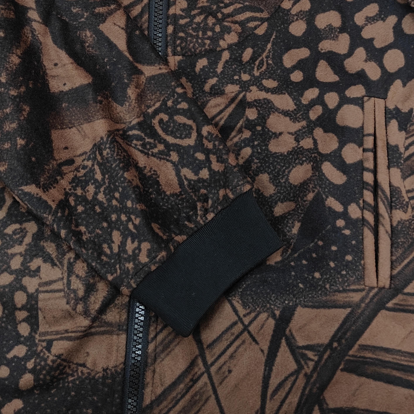 Men's Brown Leopard Fleece Zip-Up Sweatshirt Loose fit Ribbed cuffs Multiple pockets Pullover Long sleeves top for Casual Hip Pop Street Wearing