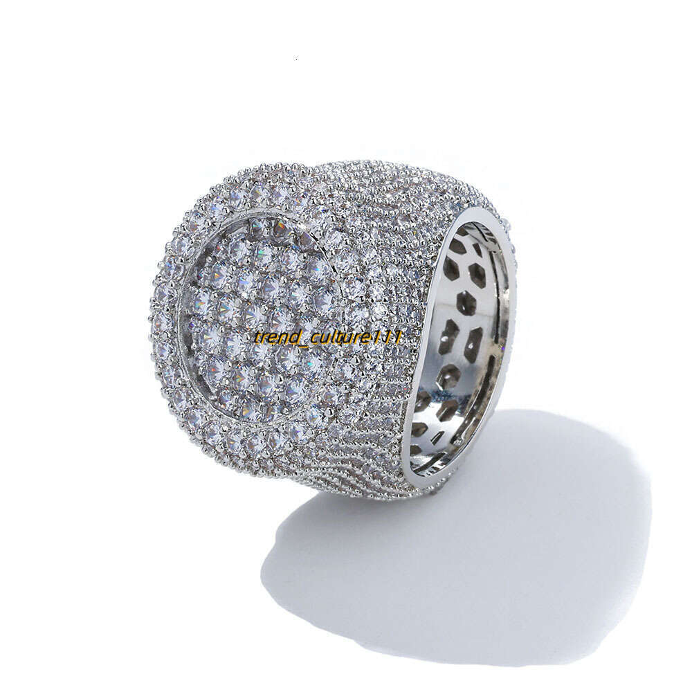 Personalized hip-hop Moissanite round full diamond ring, men's high-end fashion and accessories