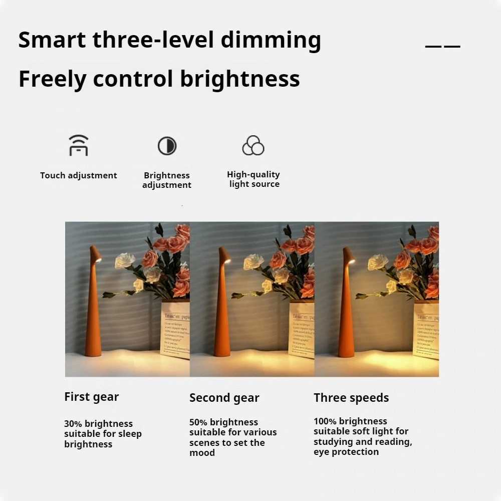 Type-C Rechargeable Desk Lamp Living Room Study Lamp Top Touch Dimming 1200mAh Atmosphere Desktop Decoration Lamp M251114