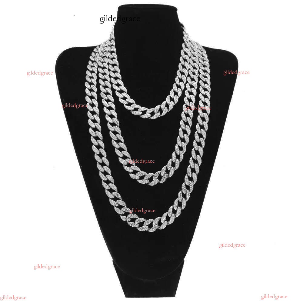 designer chain necklace hip hop jewelry wide 2rows k chains vvs moissanite white gold plated sterg sier cuban bracelets N30