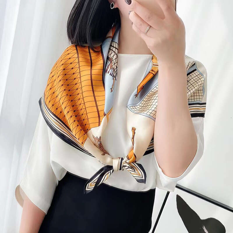 New 70 Small Printed Square High End Versatile Imitation Silk Women's Satin Scarf Shawl