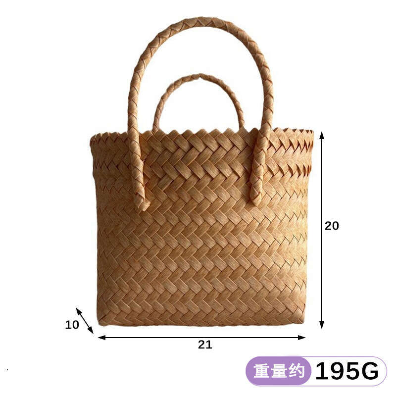 Handmade Beach Bag Handmade Handbag, Large Capacity Plastic Woven Basket, Small Square With Hand Gift Bag, Simple Handheld Versatile Women's Bag 