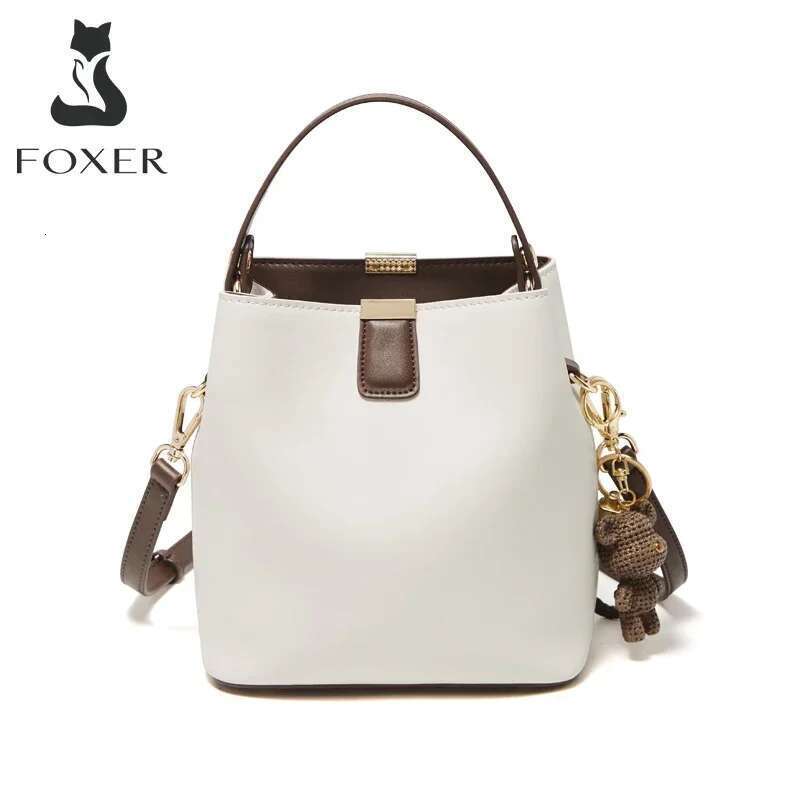 Designer Bag FOXER Split Leather Bucket Lady Messenger Women's High Quality Stylish Handbag & Totes Elegant Female Bag Large Capacity