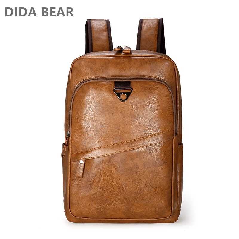 Men Backpack PU Leather Bagpack Large Laptop Backpacks Male Mochilas Casual Schoolbag For Teenagers Boys High Quality RucksackT251113