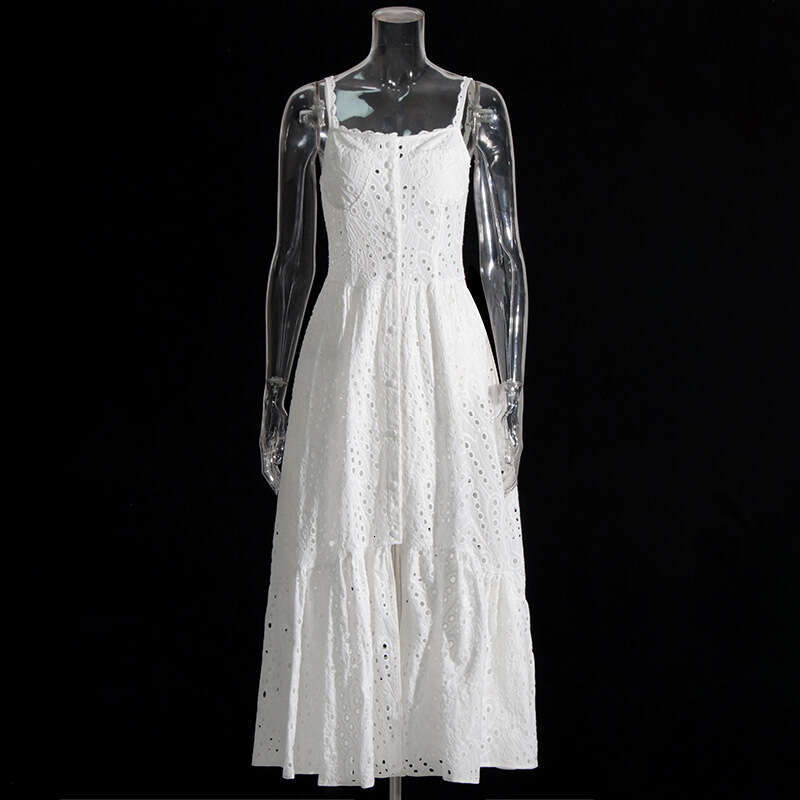 Designer Floral Embroidered Women's Camisole Long Dress - High Waisted, Sleek, and Comfortable Design